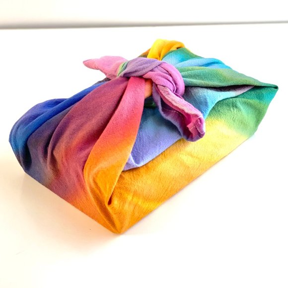 COPY - Furoshiki Hand Rainbow Hand Dyed Scarf or Gift Wrapping Cloth - Picture 3 of 6